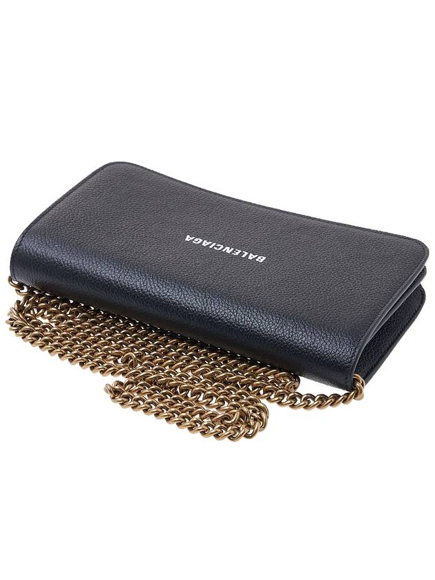 Luxury Balenciaga  Cash Chain Wallet Mini Calfskin Cross Bag Black