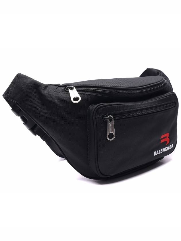 Luxury Balenciaga  Explorer Logo Canvas Belt Bag Black