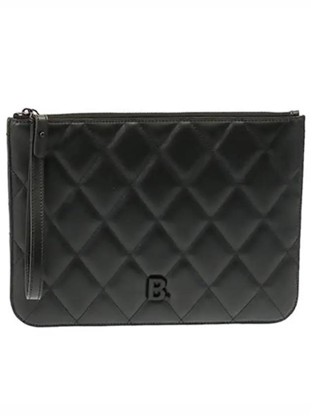 Luxury Balenciaga  B Logo Strap Clutch Bag Black