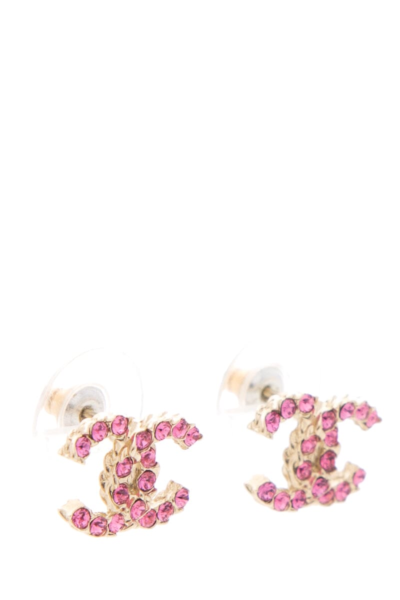 Chanel Pink "CC" Studded earrings