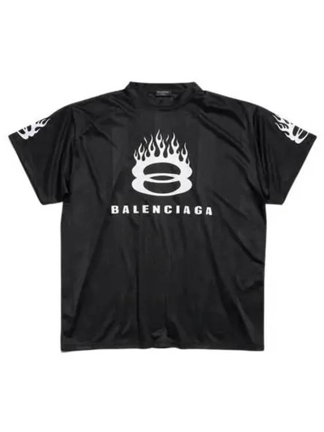 Luxury Balenciaga  Logo Print Crew Neck Short Sleeve T-Shirt Black
