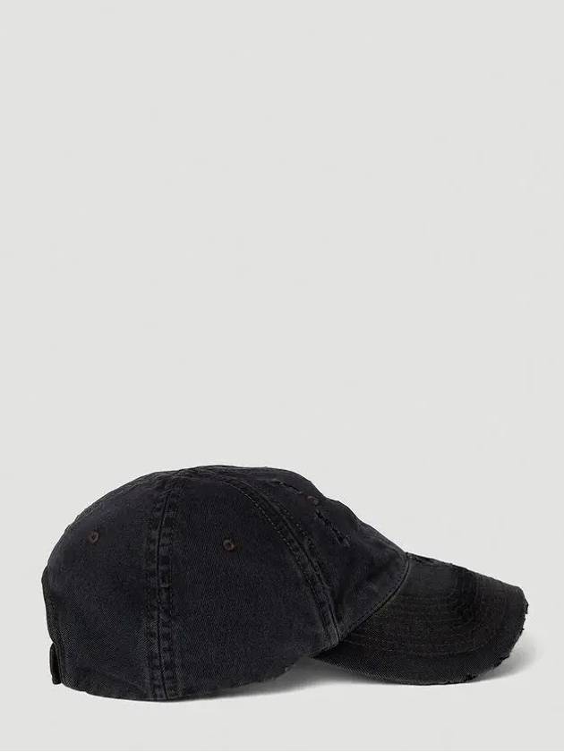 Luxury Balenciaga  Embroidered Logo Denim Ball Cap Dark Grey