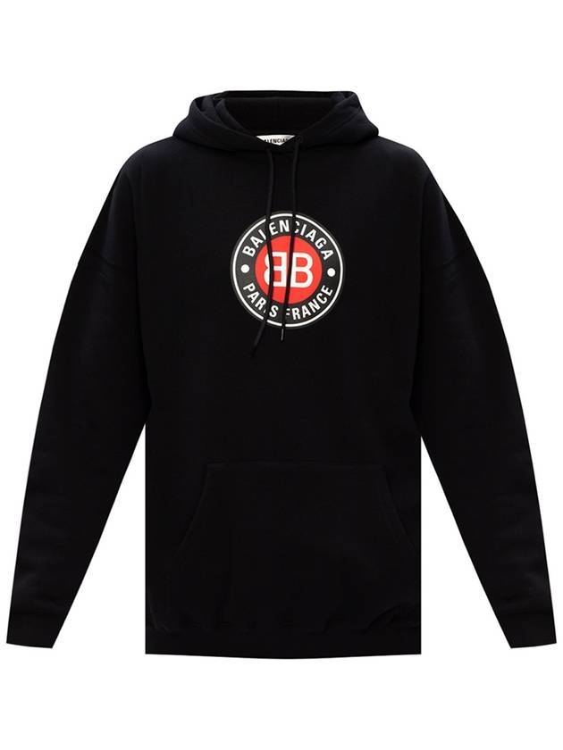 Luxury Balenciaga  BB Logo Round Print Hoodie Black