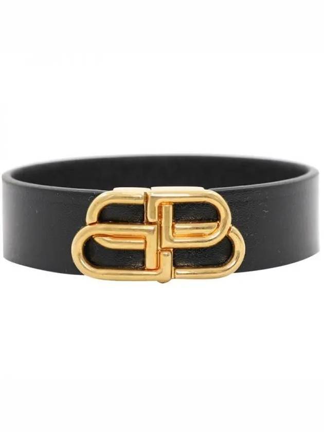 Luxury Balenciaga  BB Slim Cuff Bracelet Black