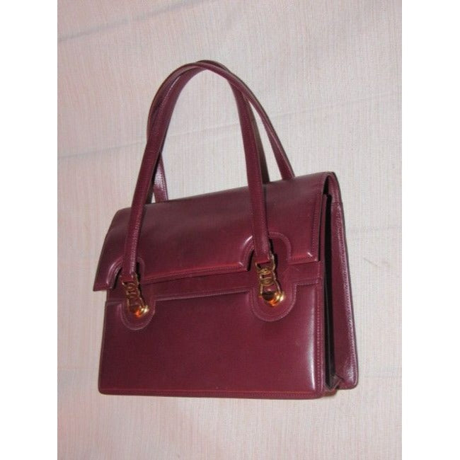 Gucci Vintage Burgundy Leather Kelly Style Satchel!