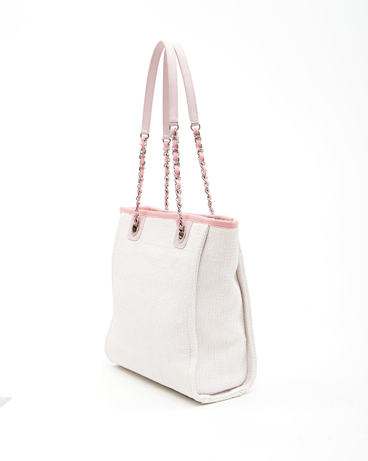 Chanel Cream & Pink Canvas Small Deauville Small Tote Bag
