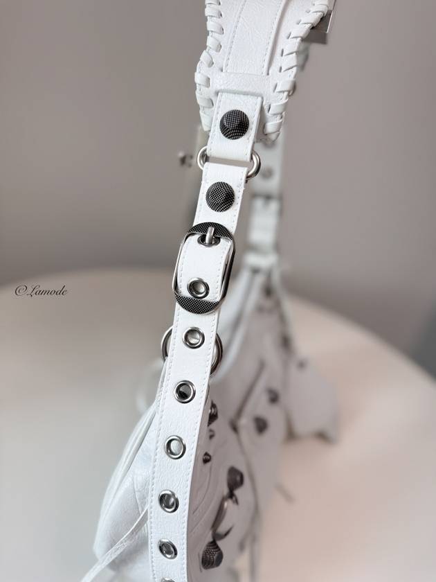 Luxury Balenciaga  Le Cagole Small Leather Shoulder Bag White