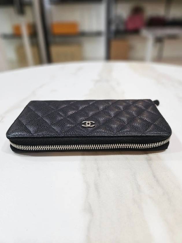 Classic caviar long wallet silver zipper 22nd unit A50097 Chanel