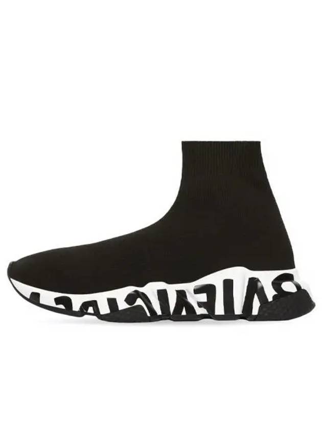 Luxury Balenciaga  Speedrunner Graffiti Logo Sole High Top Sneakers Black