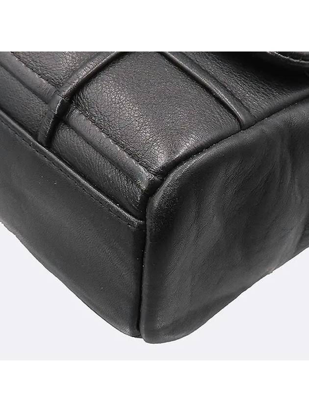 Black color leather 2 55 silver logo turnlock chain flap shoulder bag Chanel