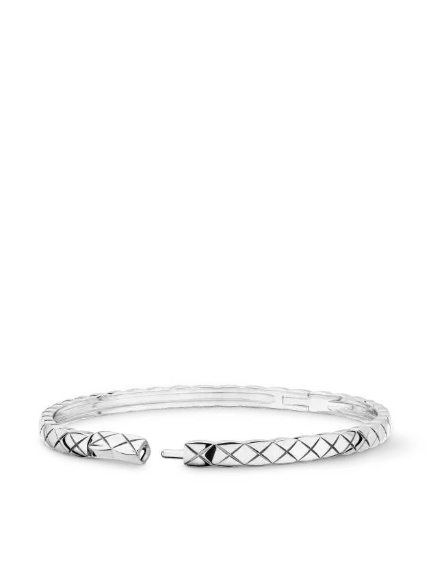 Coco Crush Quilted Diamond Motif Bracelet Silver Chanel