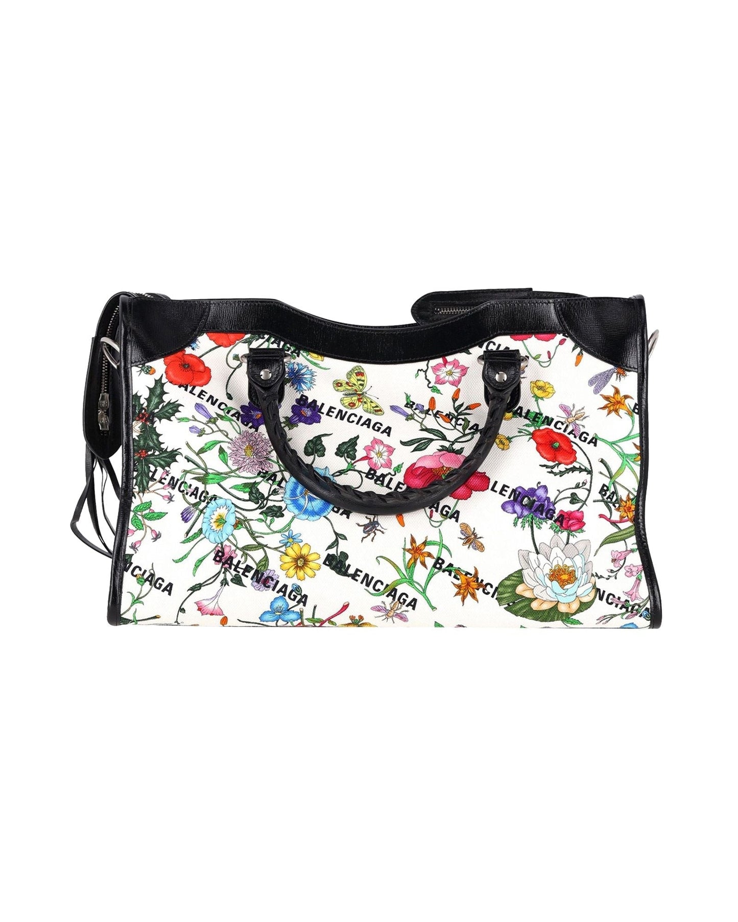 Gucci x Luxury Balenciaga  The Hacker Project Floral Neo Classic Bag Medium in White Floral Canvas