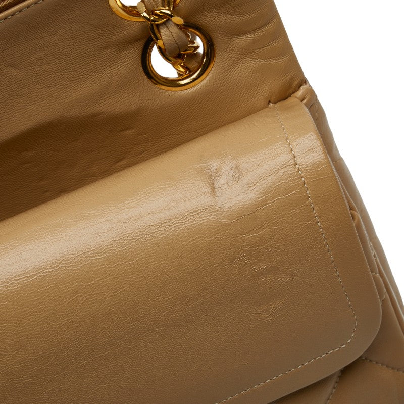 Chanel Mattrase 23 Coco Double Flap Chain Shoulder Bag Beige Leather  CHANEL