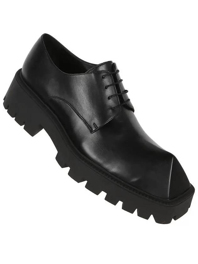 Luxury Balenciaga  Men's Rhino Square Toe Leather Derby Black