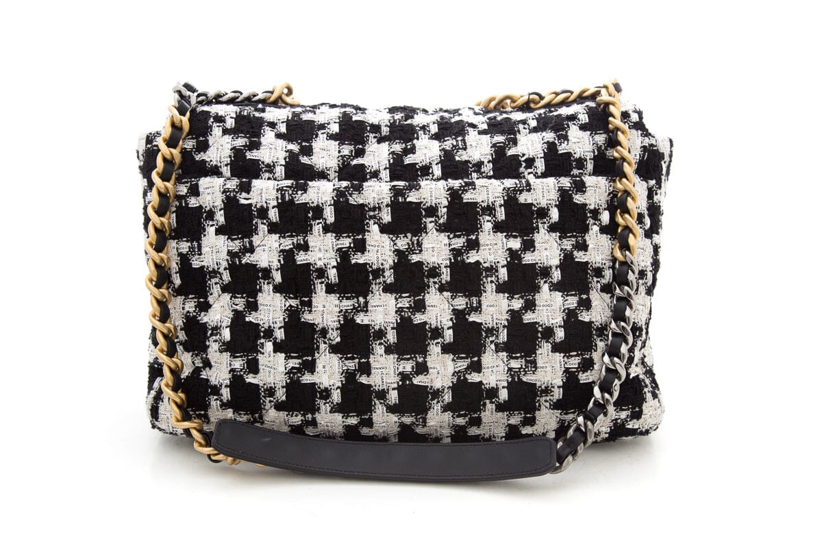 Chanel 2020 19 Black & White Tweed Maxi HandBag