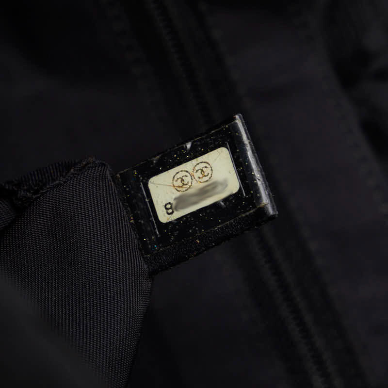 Chanel New Label Line  PM houlder Bag Black Nylon Leather Canvas  Chanel