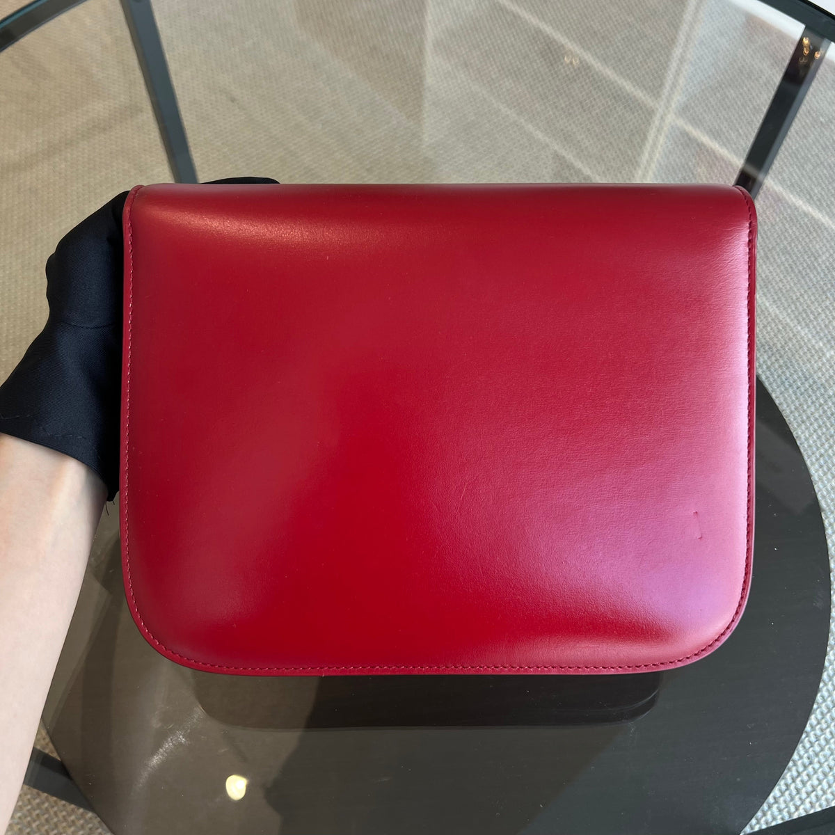 Celine Box Classic Smooth Calfskin Red Golden Hardware
