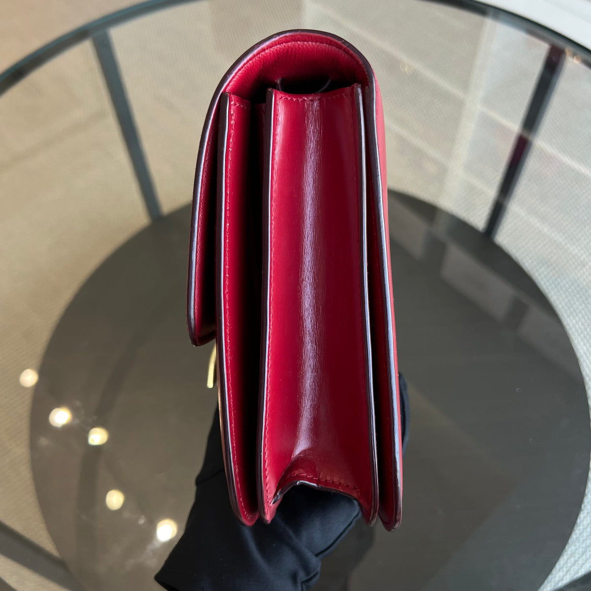 Celine Box Classic Smooth Calfskin Red Golden Hardware