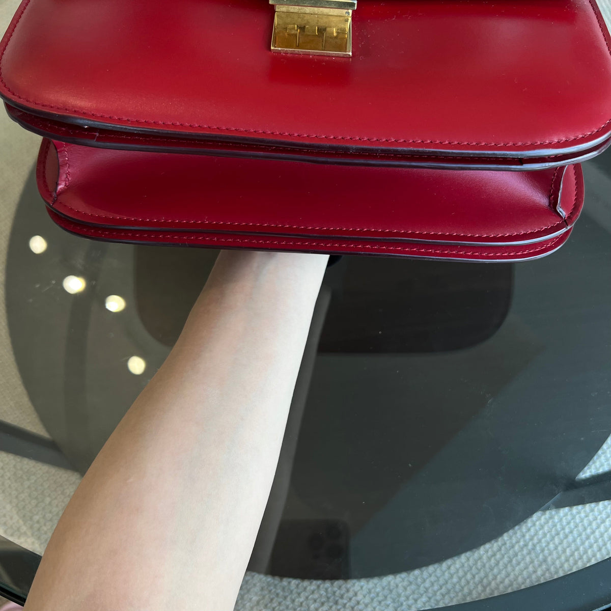 Celine Box Classic Smooth Calfskin Red Golden Hardware