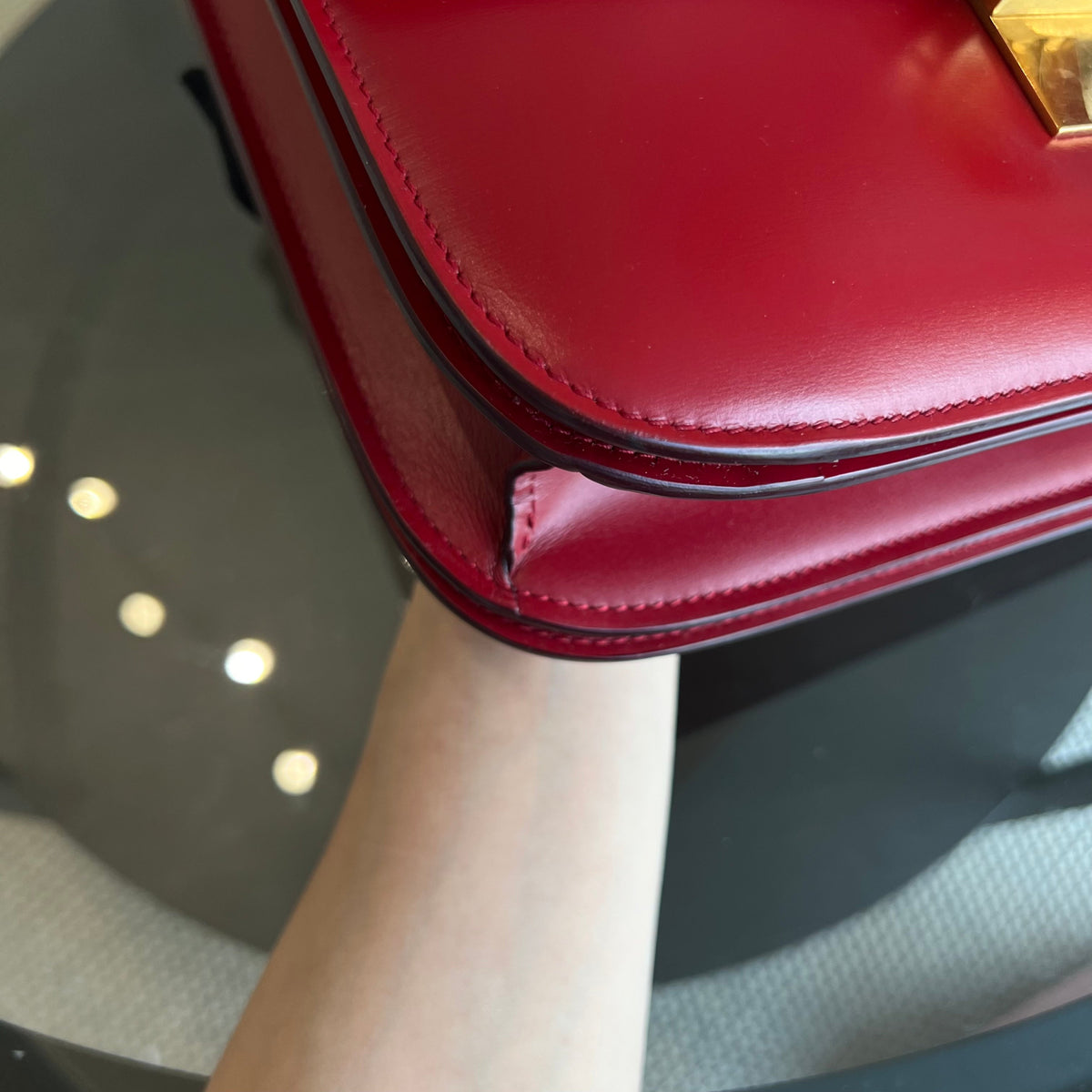 Celine Box Classic Smooth Calfskin Red Golden Hardware