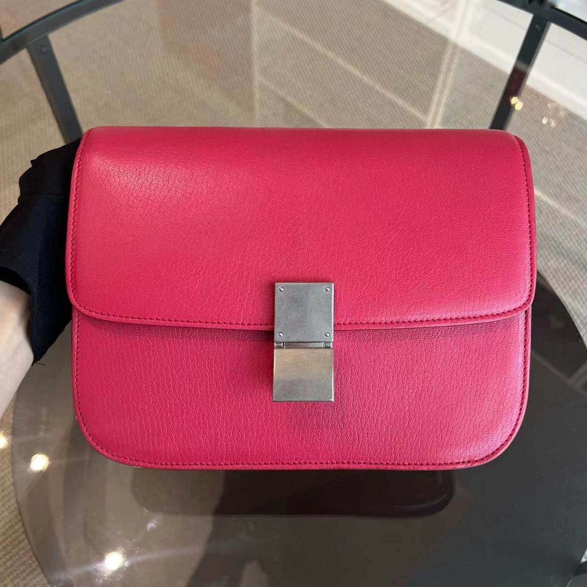 Celine Box Medium - Grained Calfskin Hot Pink Silver Hardware