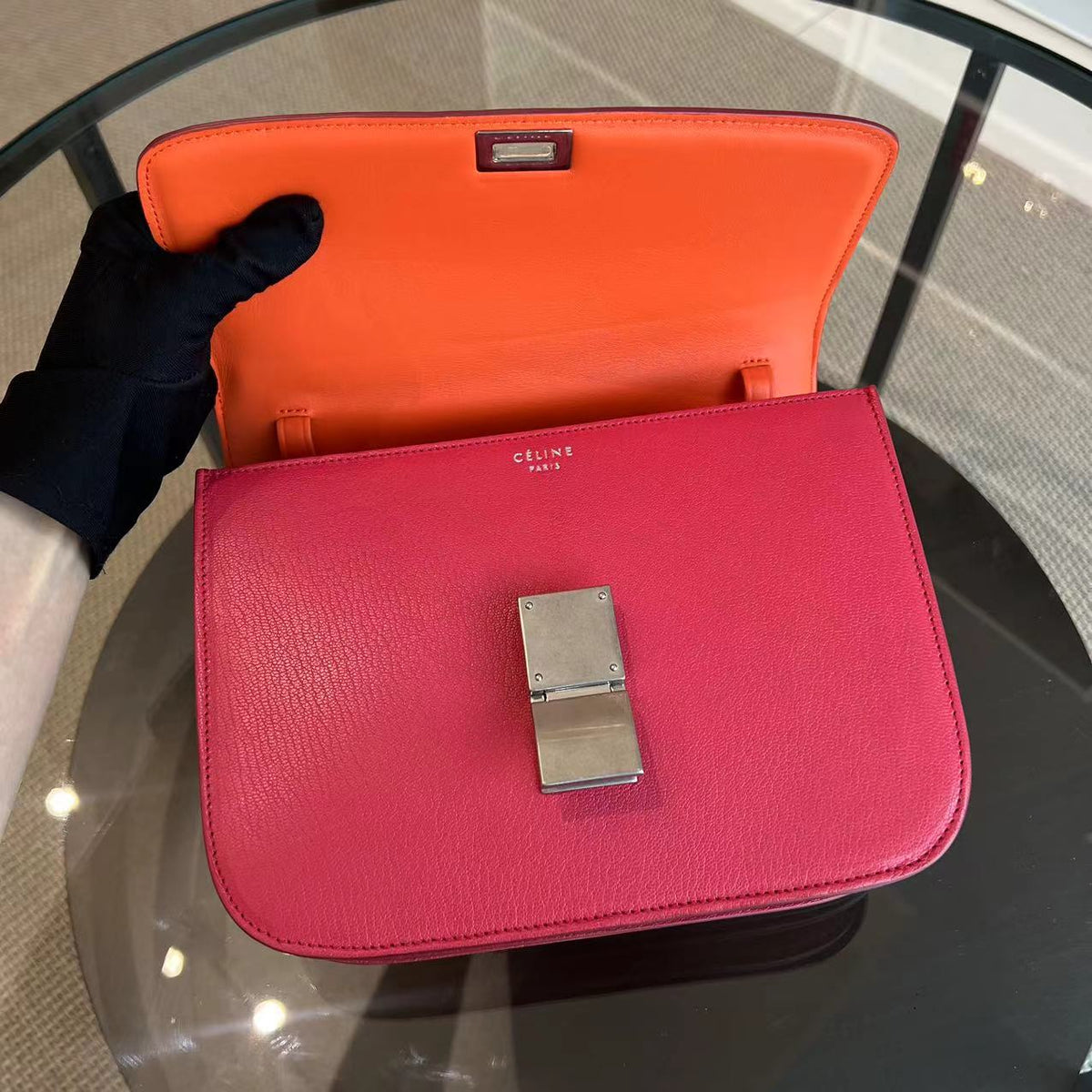Celine Box Medium - Grained Calfskin Hot Pink Silver Hardware