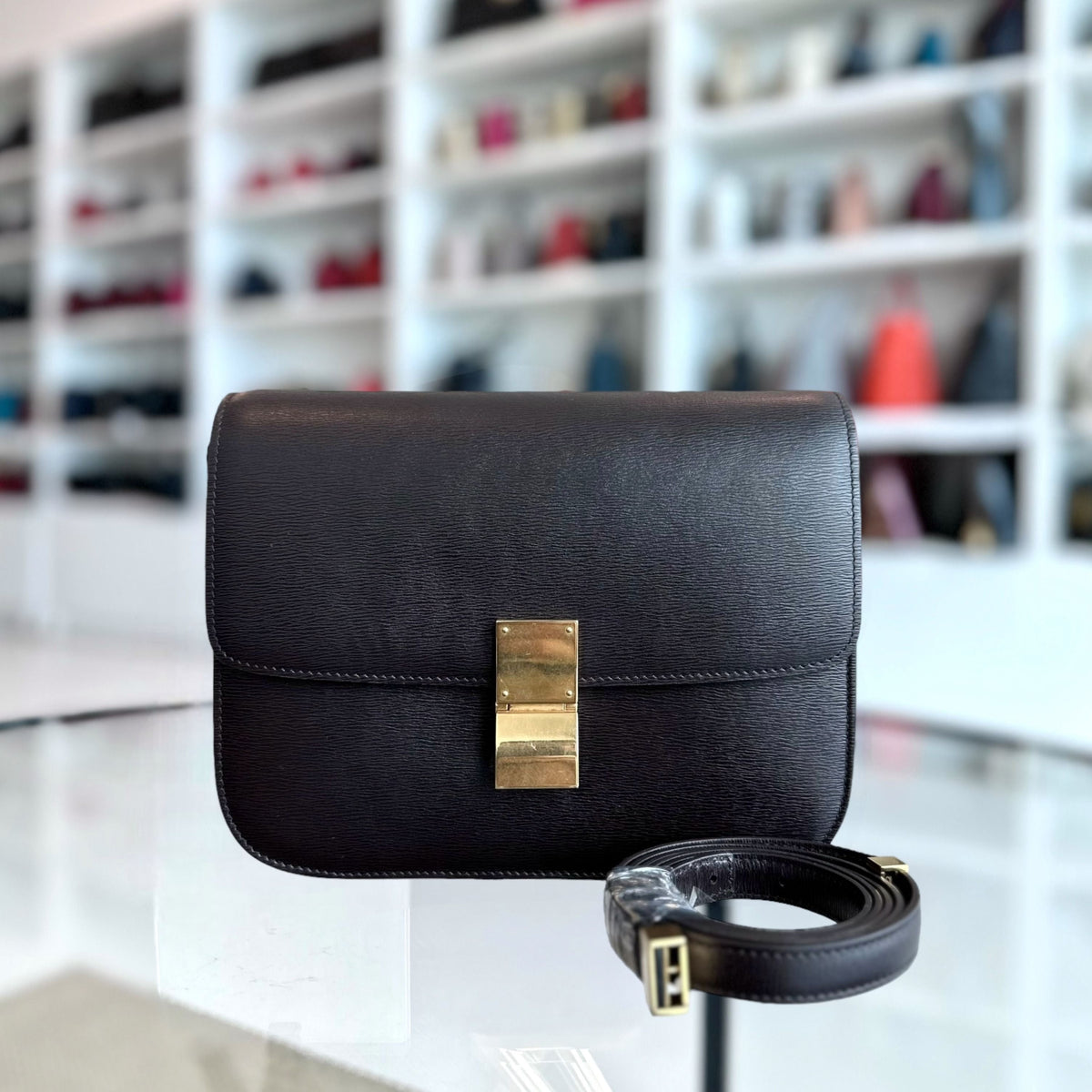 Celine Classic Box Medium Liege Calfskin Dark Brown GHW