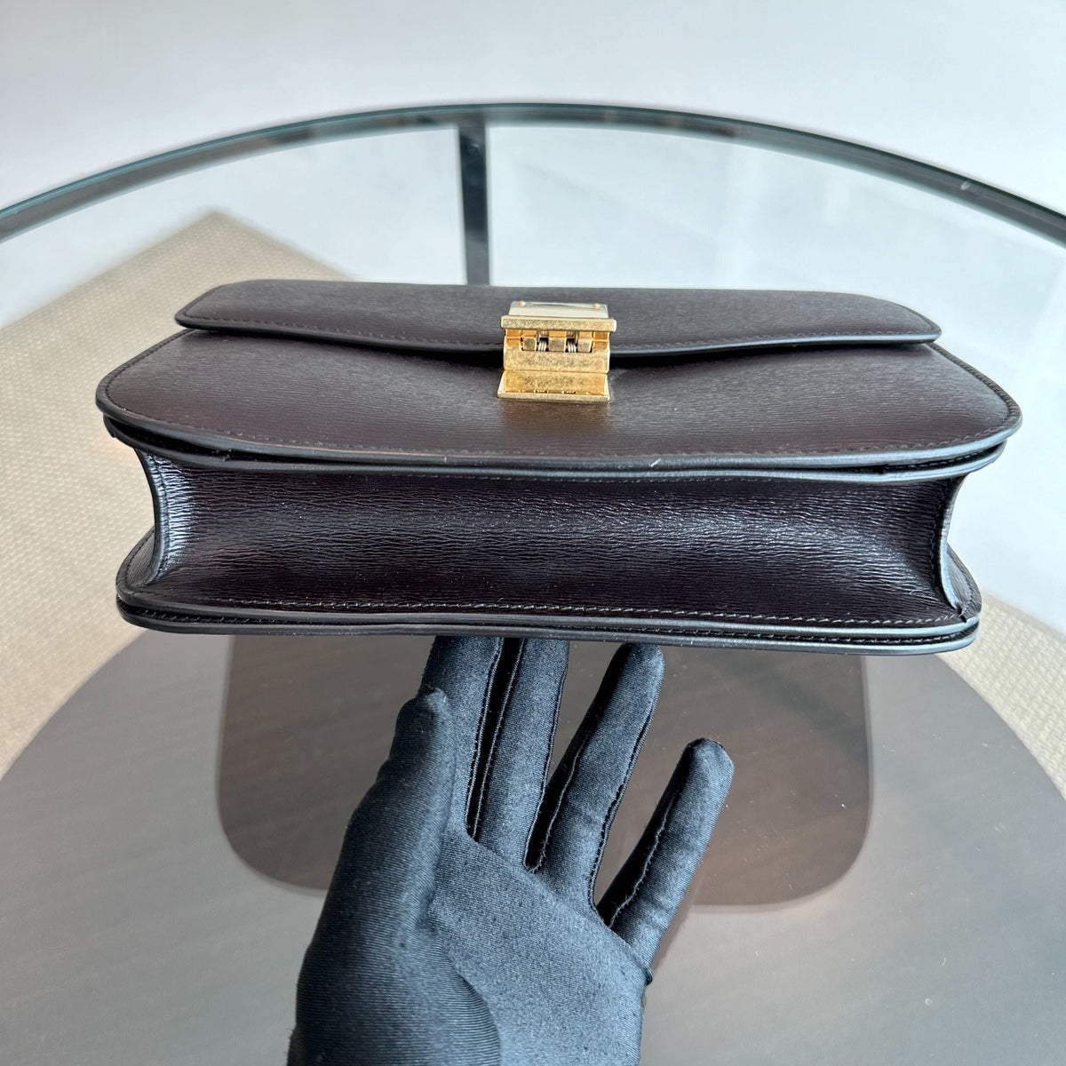 Celine Classic Box Medium Liege Calfskin Dark Brown GHW