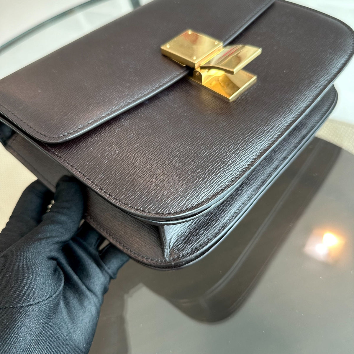Celine Classic Box Medium Liege Calfskin Dark Brown GHW