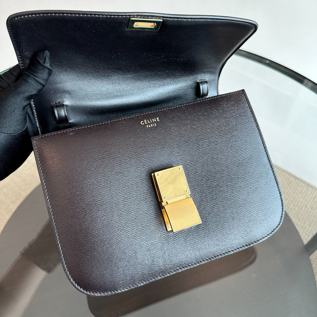 Celine Classic Box Medium Liege Calfskin Dark Brown GHW