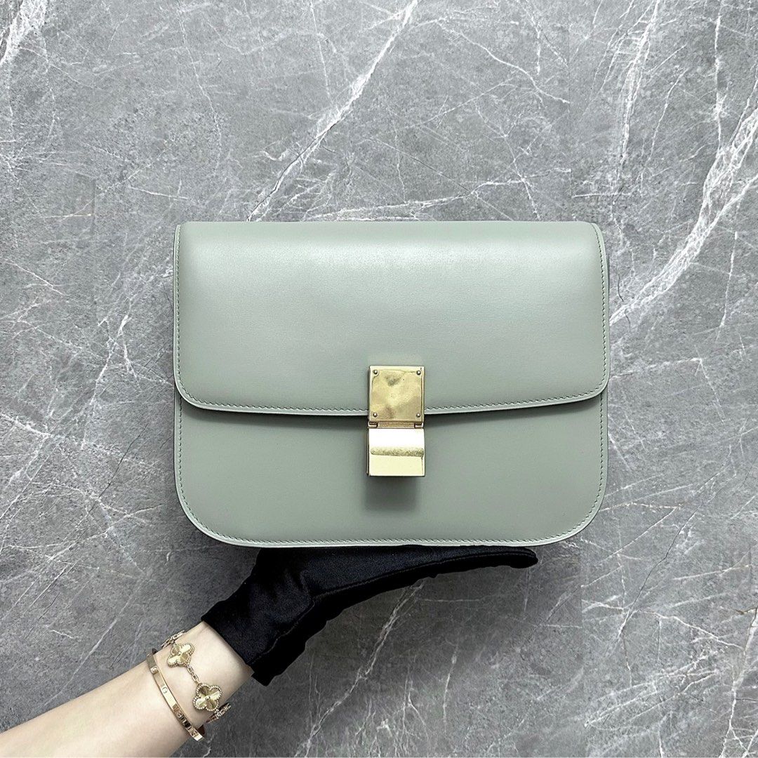 Celine Classic Box Medium Smooth Leather Grey GHW