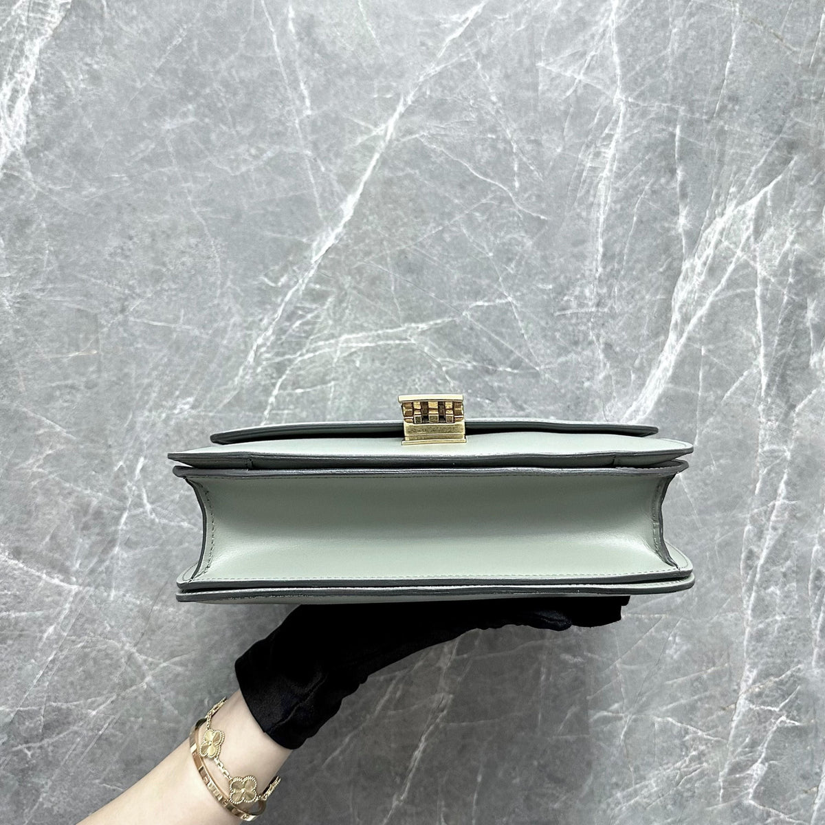 Celine Classic Box Medium Smooth Leather Grey GHW