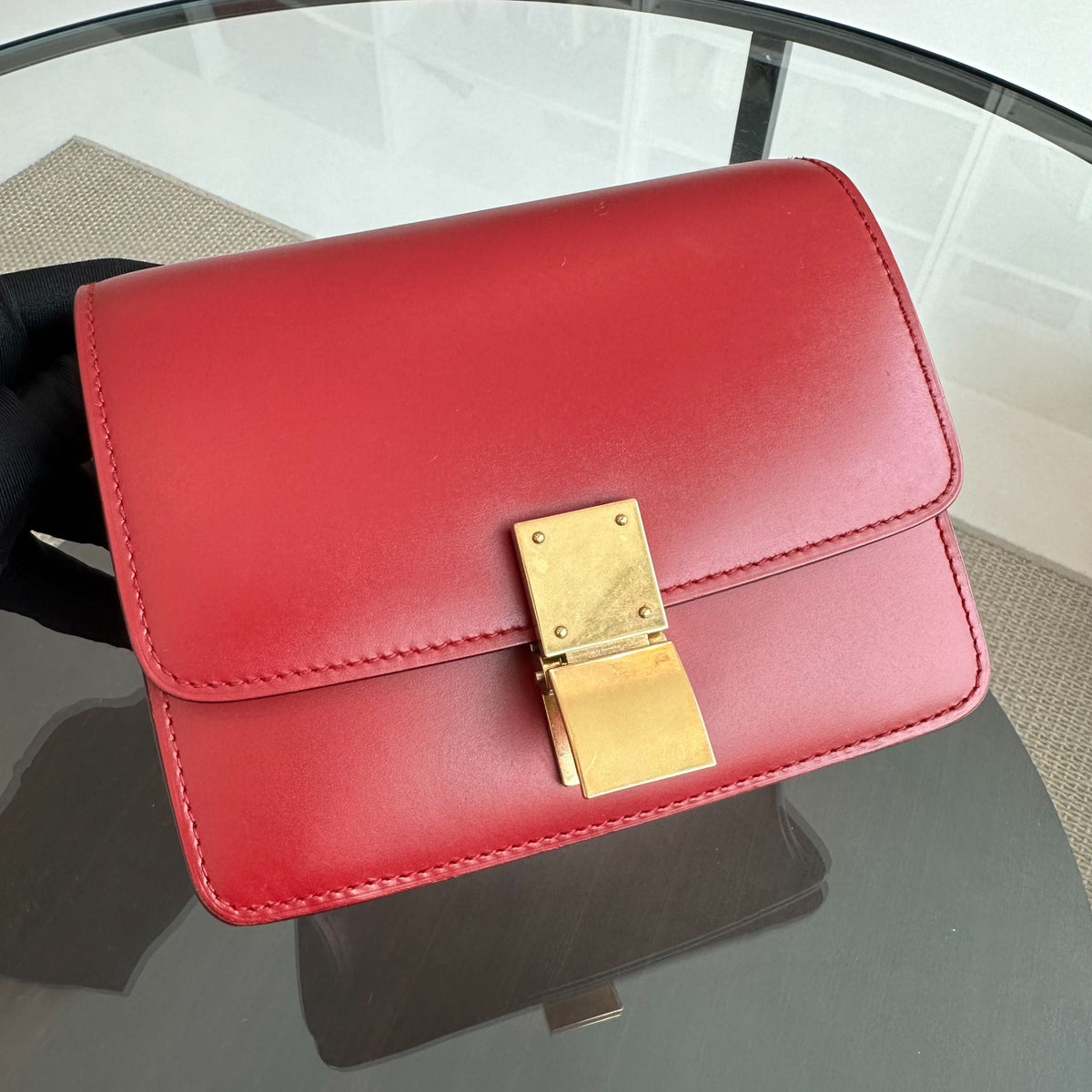 Celine Classic Box Small Smooth Calfskin Burgendy GHW