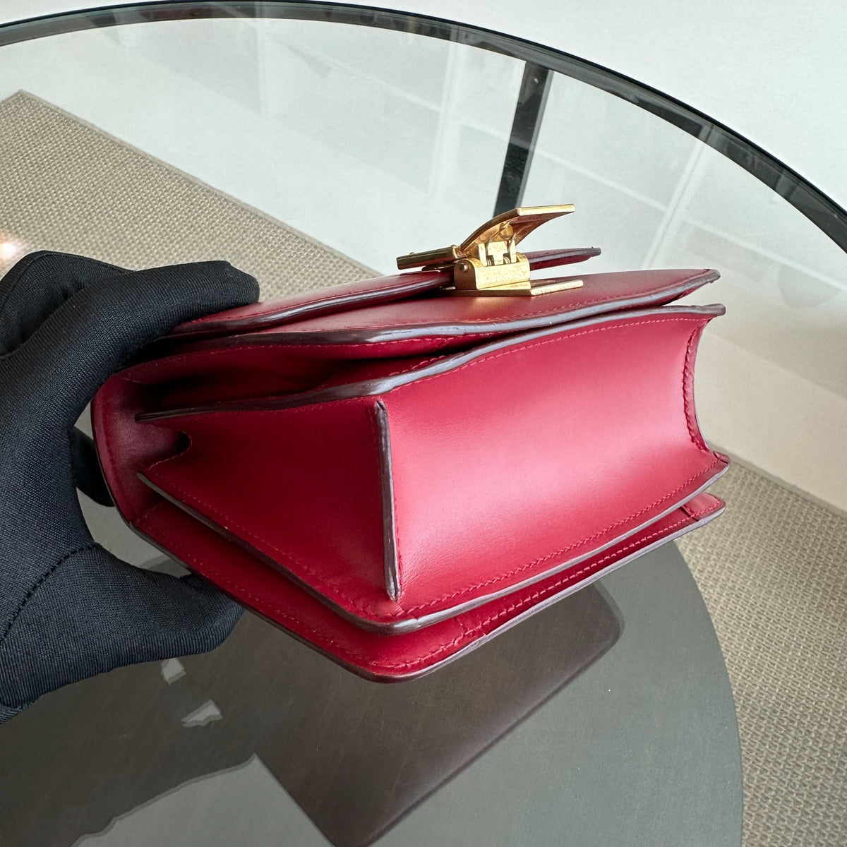 Celine Classic Box Small Smooth Calfskin Burgendy GHW