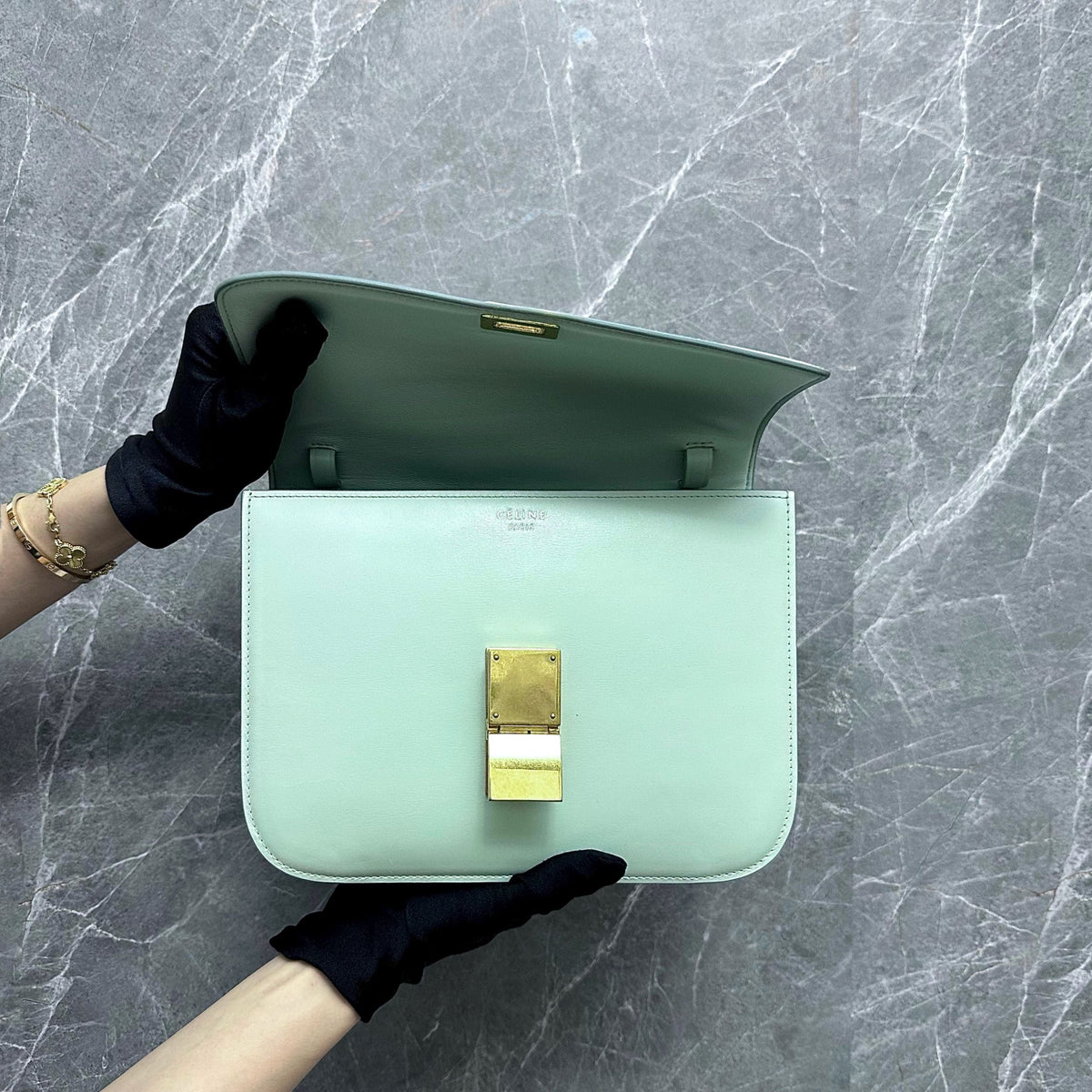 Celine Classic Box Smooth Calfskin Mint Green GHW