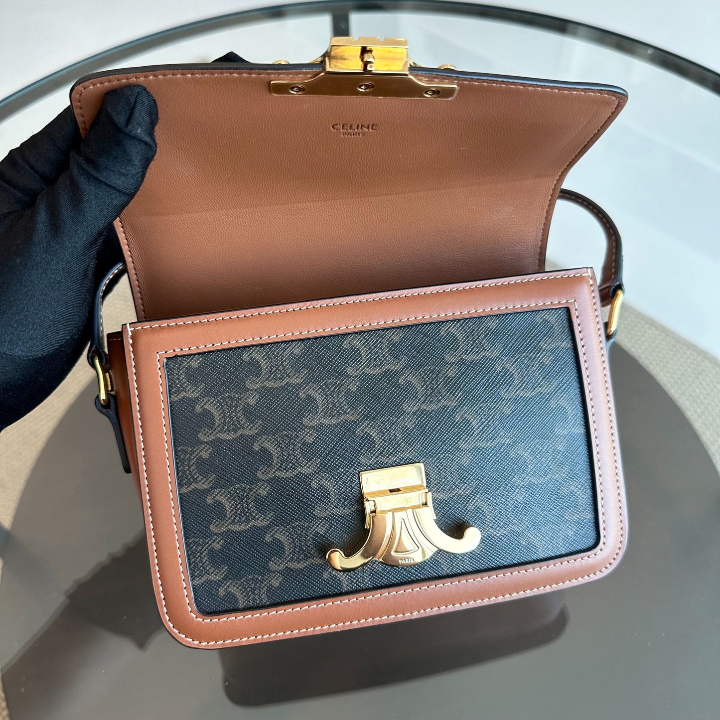 Celine Teen Triomphe in Triomphe Canvas Crossbody Bag