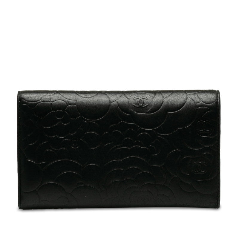 CHANEL CAMERIA COCOMARK Double Folded Wallet Black   CHANEL