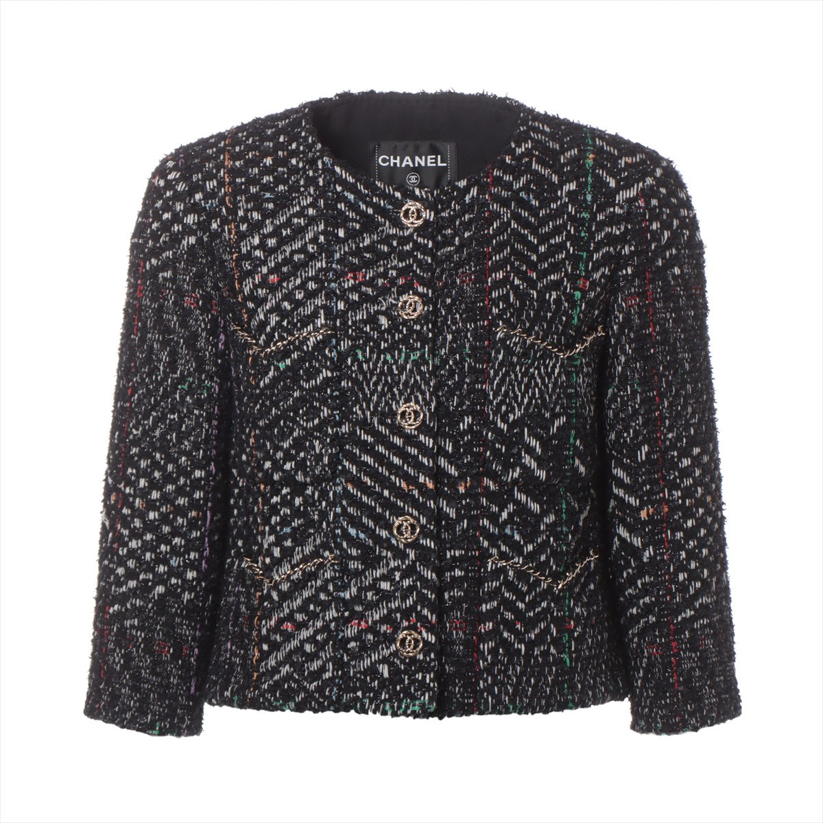 Chanel Coco Button P75 Wool  Nylon cturnal Jacket 38  Multicolor P75487V66678