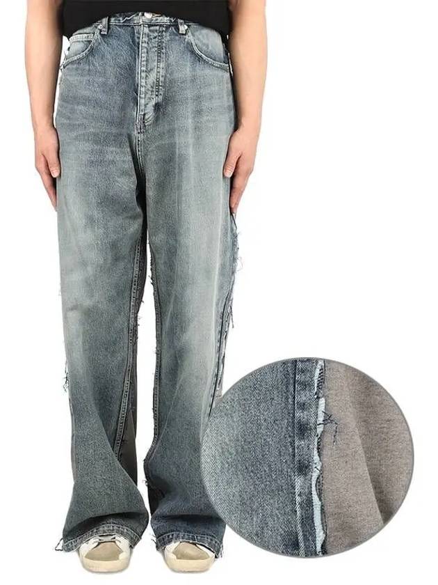 Luxury Balenciaga  Contrasting Fabric Hybrid BaGGy Jeans Light Blue