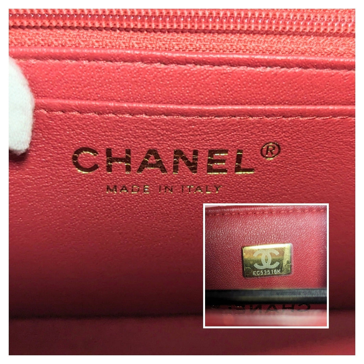 Chanel Red Lambskin Mini Rectangular Top Handle Flap