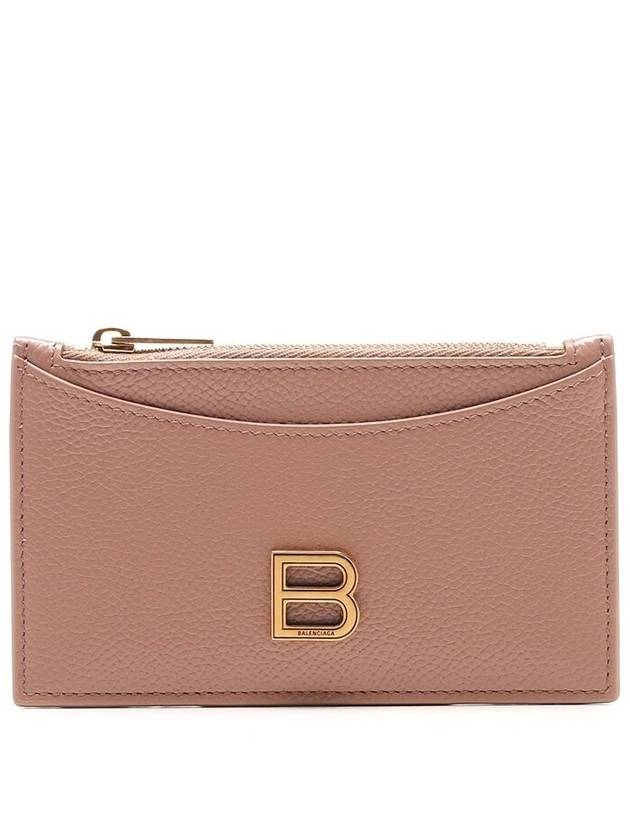 Luxury Balenciaga  Hourglass Gold B Logo Zipper Long Card Wallet Beige