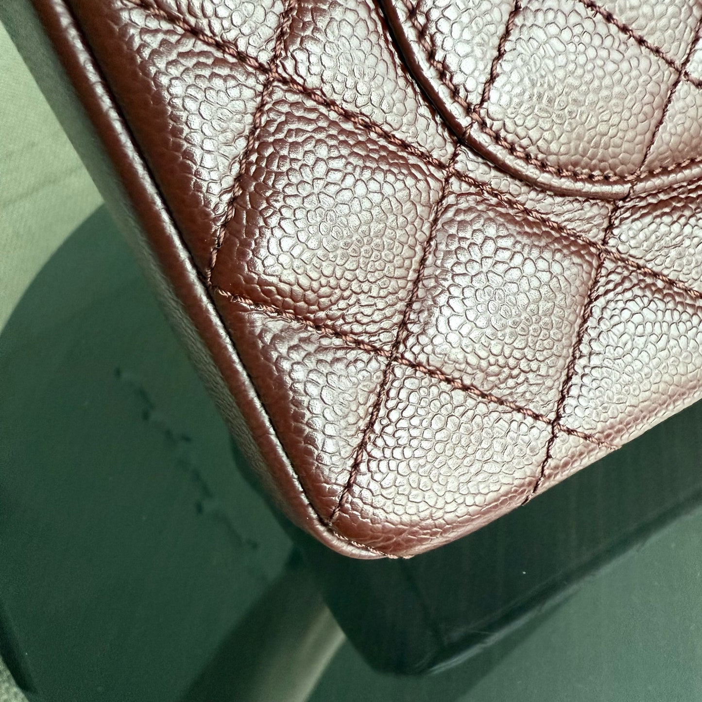 Chanel PST Petite Shopping Tote - Caviar Quilted Burgundy Dark Red Silver Hardware Series 18