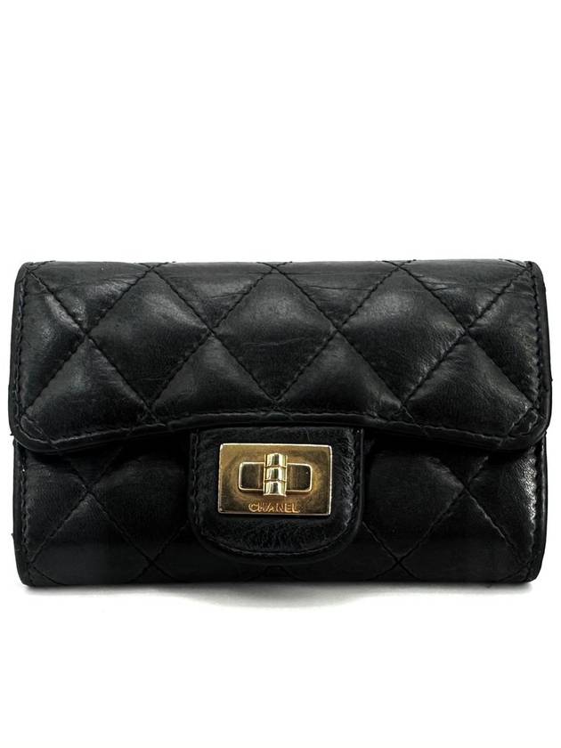 Vintage lambskin 2 55 gold flap card wallet Chanel