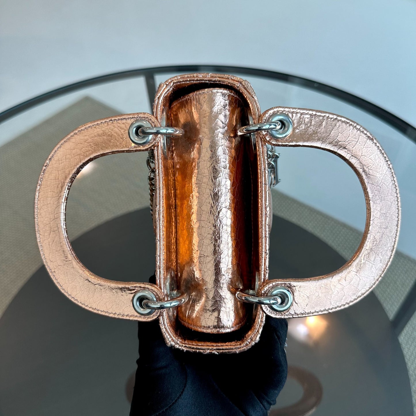 *Chain Strap* Lady Mini Metallic Cannage Rose Gold SHW