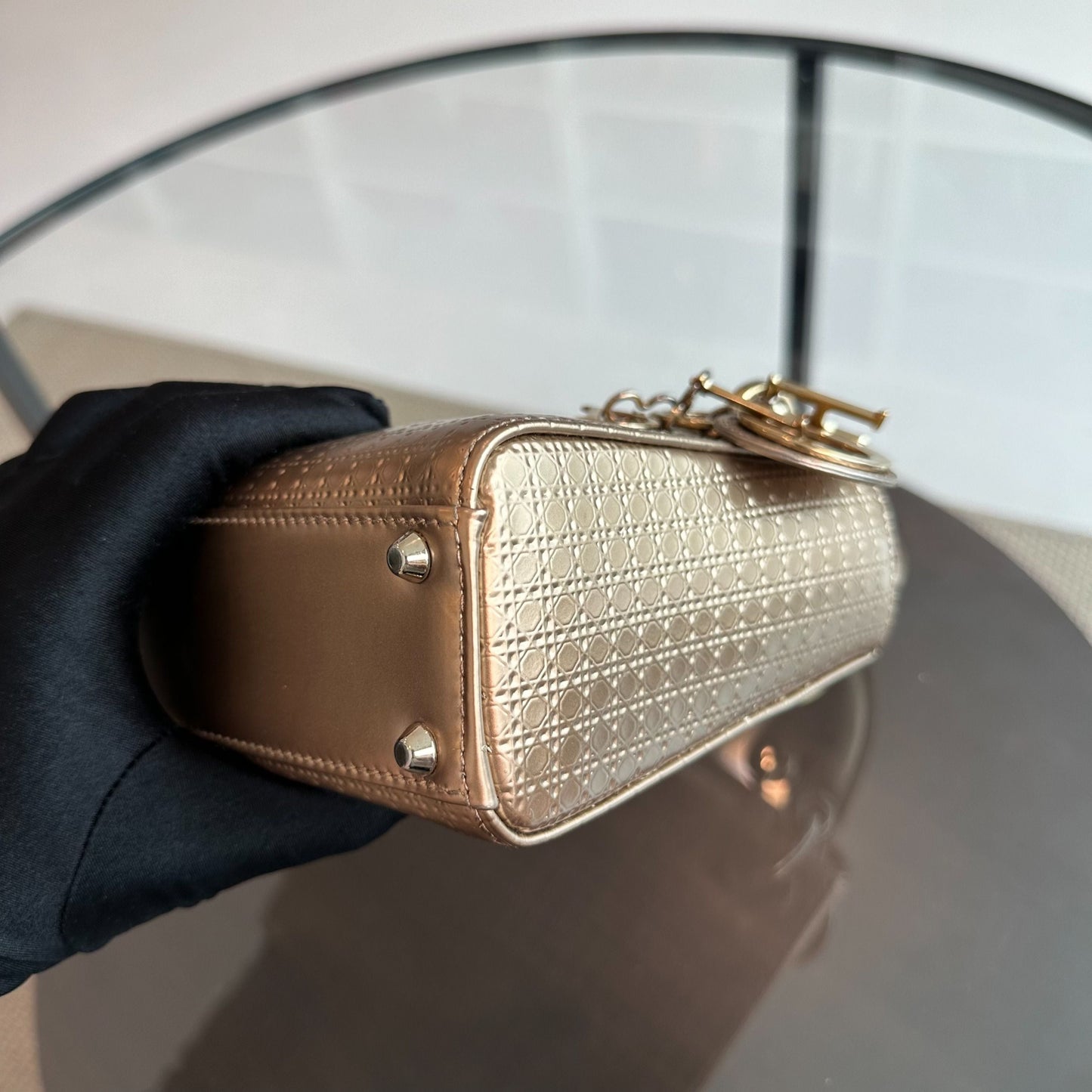 *Chain Strap*  Lady Mini Metallic Micro-Cannage Gold GHW