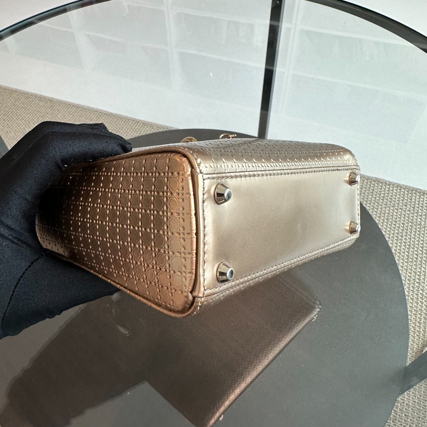 *Chain Strap*  Lady Mini Metallic Micro-Cannage Gold GHW