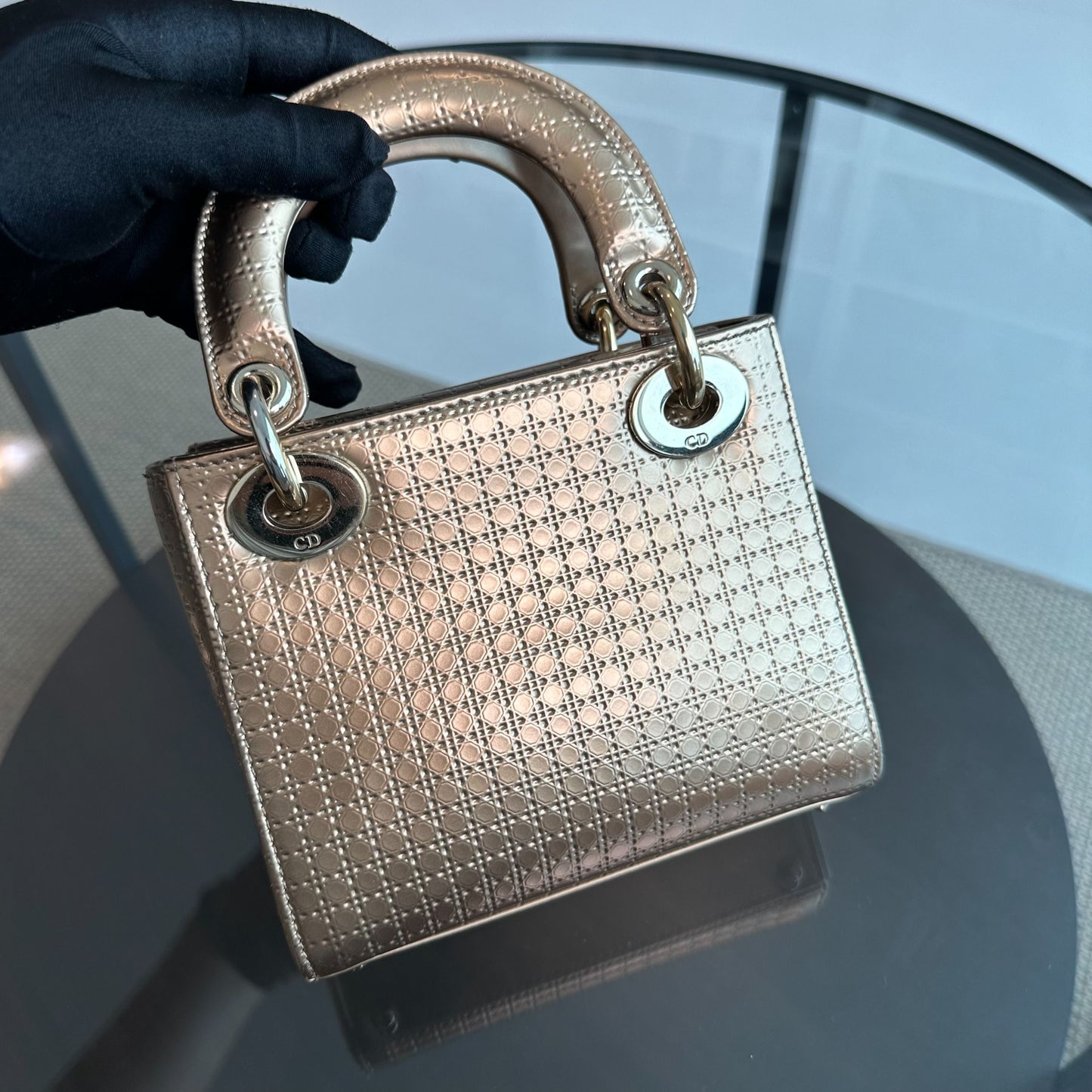 *Chain Strap*  Lady Mini Metallic Micro-Cannage Gold GHW