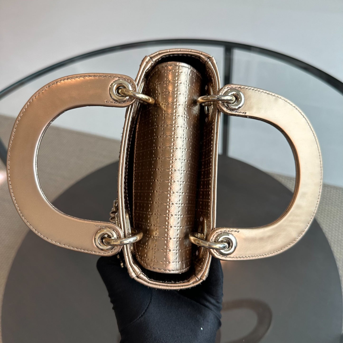 *Chain Strap*  Lady Mini Metallic Micro-Cannage Gold GHW