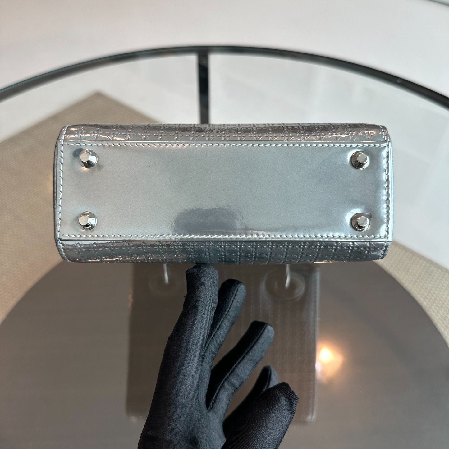 *Chain Strap* Lady Mini Metallic Silver Micro-Cannage SHW