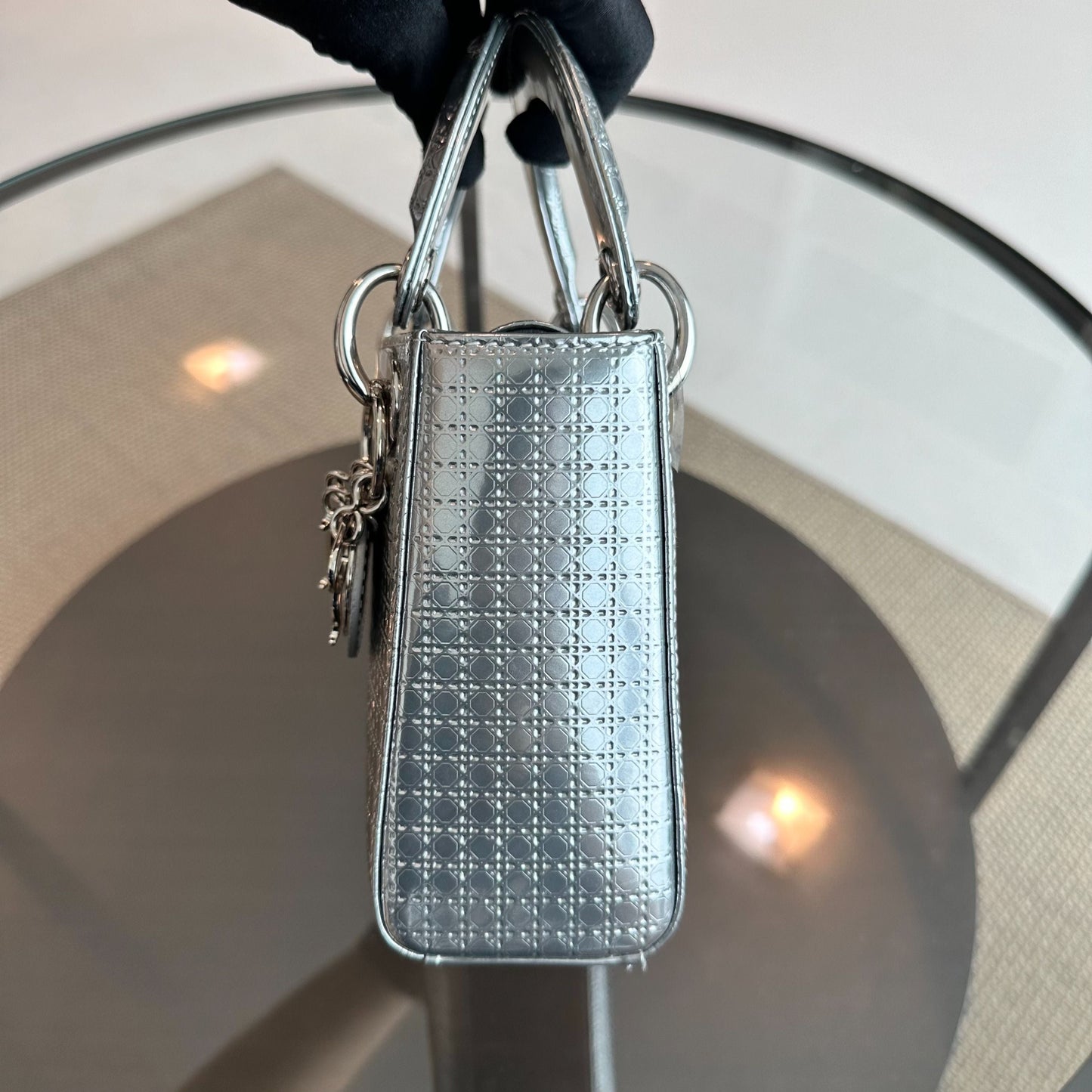 *Chain Strap* Lady Mini Metallic Silver Micro-Cannage SHW